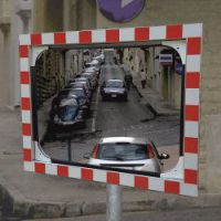 Traffic mirror polycarbonate 80x100 cm, alu-frame, bracket 48-90mm
